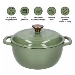 BROWIN Szałwiowy 4 l - garnek żeliwny emaliowany
