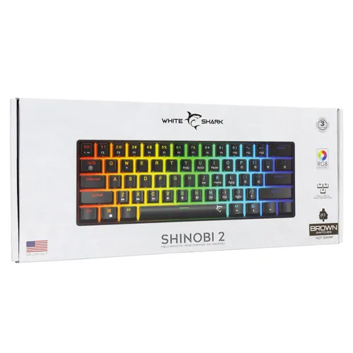 Klawiatura gamingowa White Shark Shinobi Brown przewodowa mechaniczna podświetlana czarna