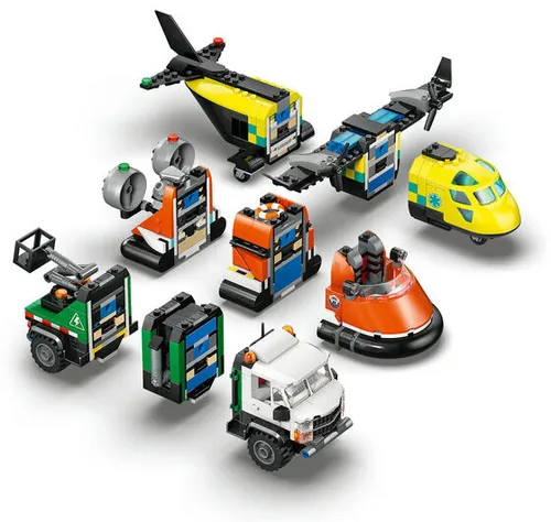 LEGO 60505 City Zestaw z samolotem, ciężarówką serwisową i poduszkowcem