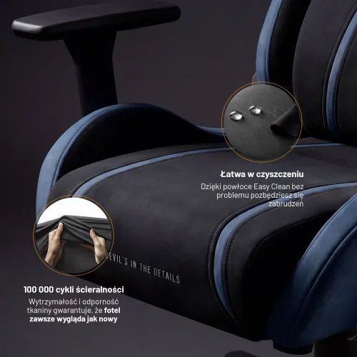 Fotel Diablo Chairs X-One 2.0 Small Night Blue Gamingowy do 90kg Tkanina Czarno-Niebieski