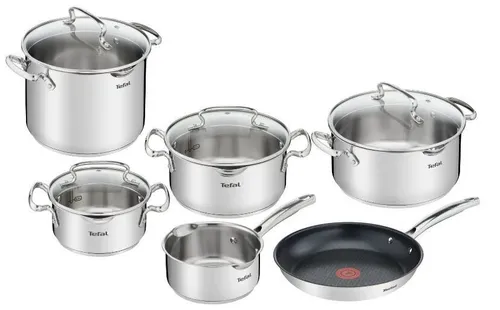 Zestaw garnków TEFAL Duetto+ G732SA55 Stal nierdzewna 18/10 Indukcja Możliwość mycia w zmywarce (10 elementów)