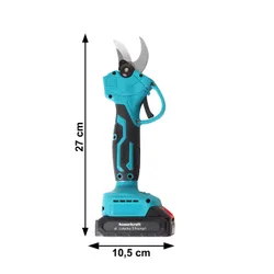 Ogrodowy sekator akumulatorowy elektryczny do gałęzi 2 akumulatory niebieski