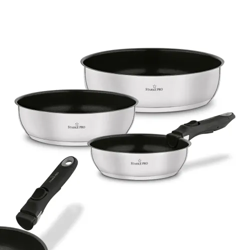 Zestaw 3 patelni z odpinaną rączką Starke Pro Susvid 20 cm 24 cm 28 cm