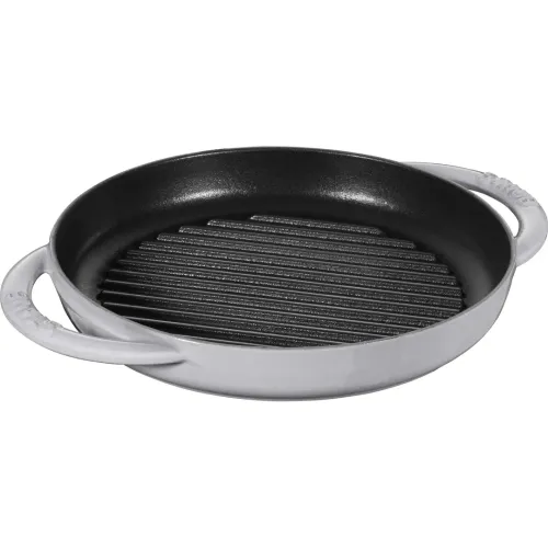 STAUB Okrągła patelnia żeliwna grillowa z dwoma uchwytami 22 cm, grafitowy