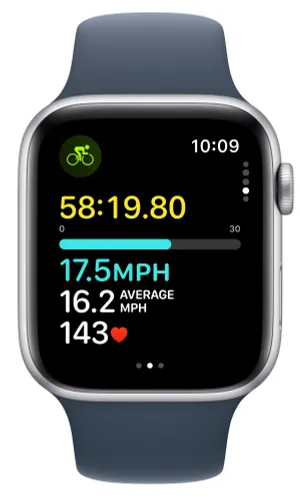 Apple Watch SE GPS + сотовый 44 мм алюминиевый серебристый / штормовой синий спортивный ремешок S / M