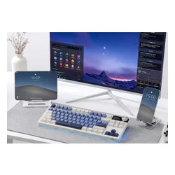 Klawiatura ROYAL KLUDGE RKS85 RGB Hot Swap Beige Switch Biało-niebieski