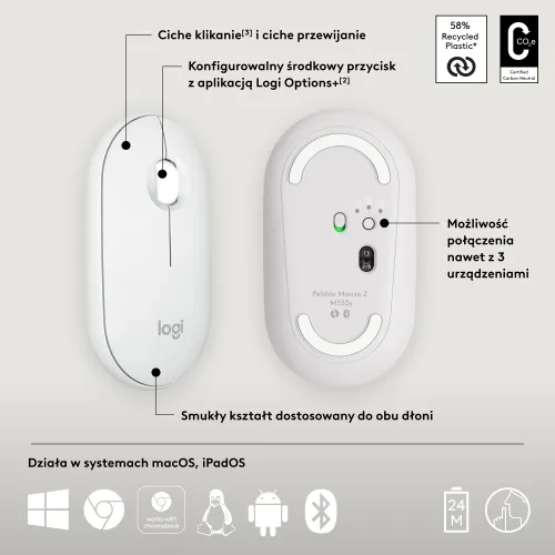 Myszka Logitech Pebble 2 Biały