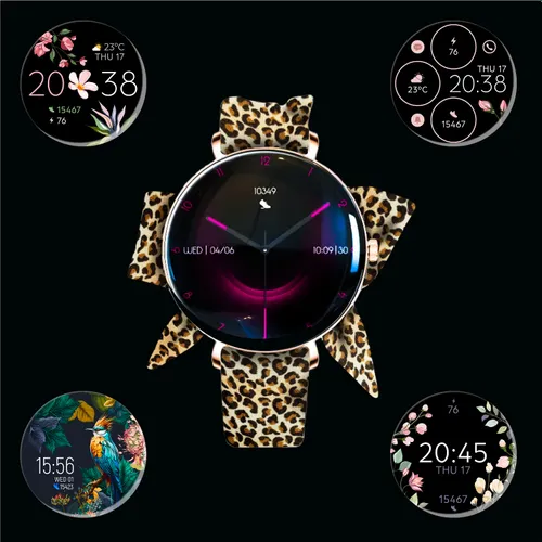 Smartwatch FOREVER SB-370 Lucca Różowe złoto + Pasek w panterkę