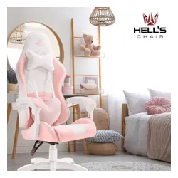 Fotel gamingowy HELL'S CHAIR Rainbow 2.0 Różowo-Biały