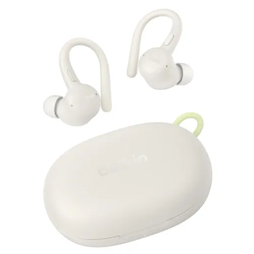 Słuchawki bezprzewodowe Belkin SoundForm ActiveFit Dokanałowe z zaczepami Bluetooth 5.4 Kremowy