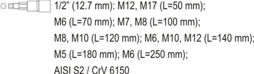 Zestaw kluczy trzpieniowych Spline 12 części Yato YT-7753