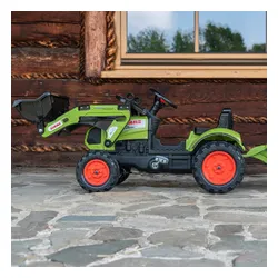 Falk Traktor Claas Zielony z Przyczepą i Łyżką na Pedały od 2-5 lat
