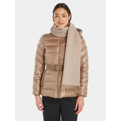 Calvin Klein Franjuri două tonuri eșarfă 40x200 K60k611111 Doeskin PBP