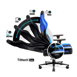 Fotel Diablo Chairs X-Player 2.0 Normal Size Gamingowy do 160kg Skóra ECO Tkanina Czarno-niebieski