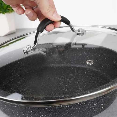 Patelnia granitowa nieprzywierająca z pokrywką STONER 28 cm