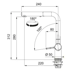 Bateria FRANKE Active L Pull-out spray 115.0653.385 Kamienny szary/chrom