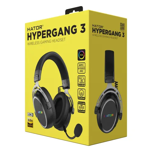 Słuchawki bezprzewodowe z mikrofonem Hator Hypergang 3 Wireless ESH55 ANC Nauszne Czarny