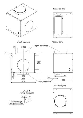 Okap Globalo Saredo 60.1 + turbina TW 1.2 Biały