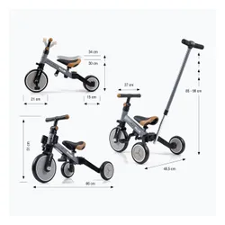 Rowerek biegowy trójkołowy Milly Mally 4w1 Optimus Plus grey