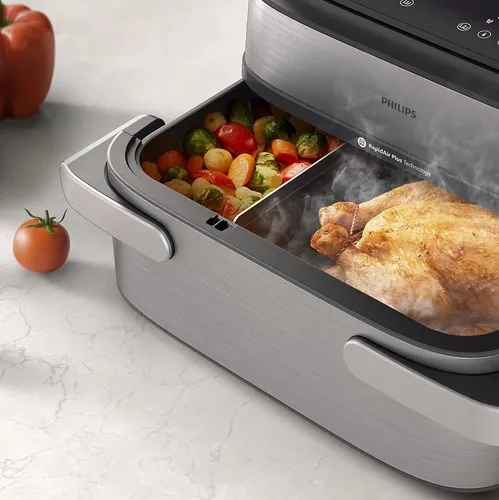 Air Fryer Frytkownica beztłuszczowa Philips NA565/02 Ovi Ultra Megabasket z funkcją Steamfry, pary, auto czyszczenie