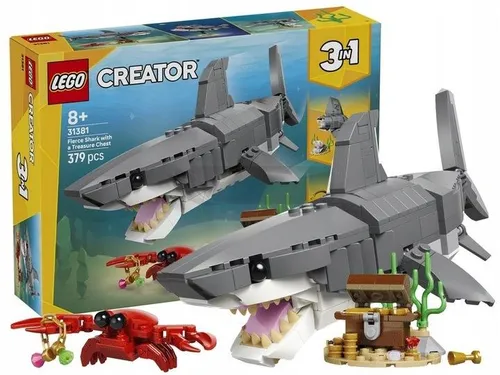 KLOCKI LEGO CREATOR 31381 Groźny rekin i skrzynia ze skarbem, zestaw +8 lat