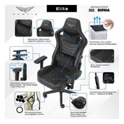 Fotel GAMVIS Elite 2.0 Pro XL Czarny (złote elementy)