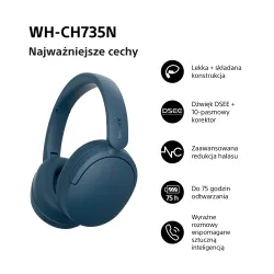 Słuchawki bezprzewodowe Sony WH-CH735N ANC Nauszne Bluetooth 6.0 Niebieski