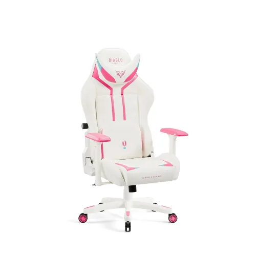 Fotel Diablo Chairs X-Ray 2.0 Small do 90kg Skóra ECO Biało-różowy