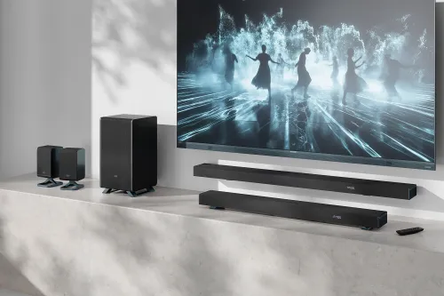 Soundbar SHARP HT-SBW55121 Czarny 5.1.2-kanałowy, Bezprzewodowy Subwoofer, HDMI eARC, Dolby Atmos, 4K, BT