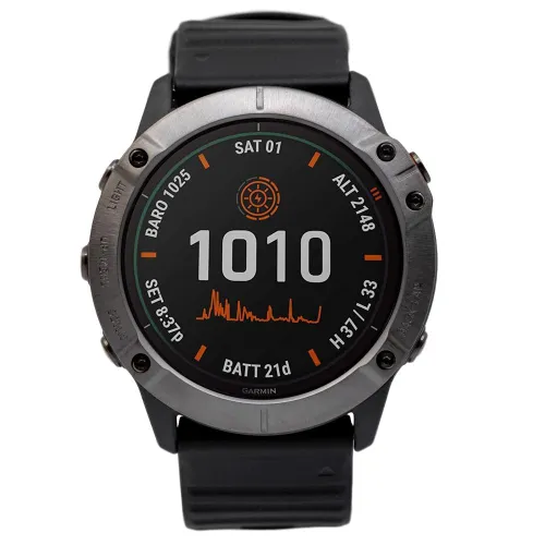 Смарт-часы Garmin FENIX 6X Pro Solar титановый серый DLC с черным ремешком (010-02157-21)