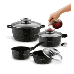 Zestaw 4 garnków aluminiowych z pokrywkami i nakładkami na uchwyty KONIGHOFFER KINGSTONE 9 el.