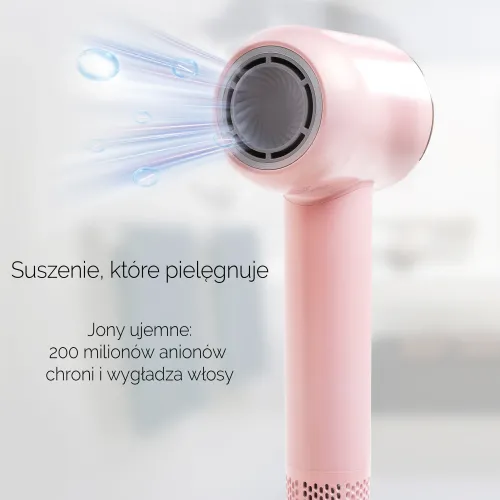 Suszarka do włosów Zehnder Flavia Jonizacja Dyfuzor Zimny nawiew 1600W 3 prędkości 3 temperatury Różowy