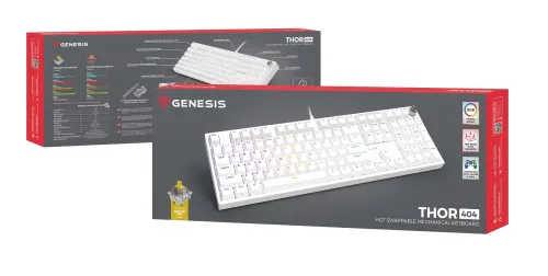 Klawiatura mechaniczna Genesis Thor 404 US RGB Outemu Peach Silent Biały