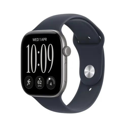 Apple Watch Series 12 GPS Koperta 42 mm z aluminium w kolorze gwiezdnej szarości Pasek sportowy w kolorze granatu M/L