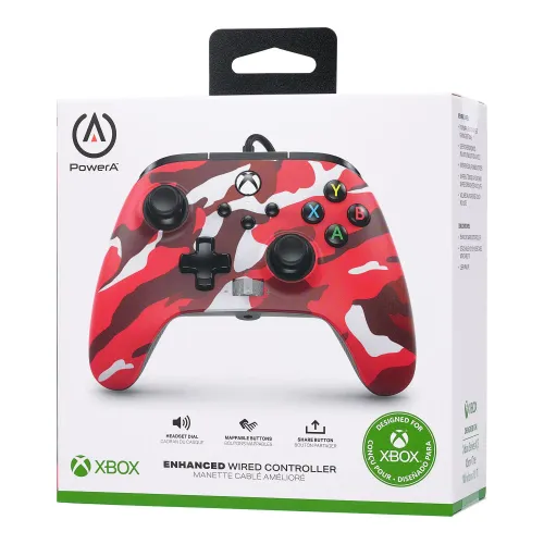 Pad PowerA Enhanced Red Camo do Xbox Series X/S, Xbox One, PC Przewodowy