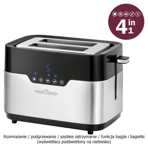 Toster ProfiCook PC-TA 1170 Ruszt do bułek Rozmrażanie 920W