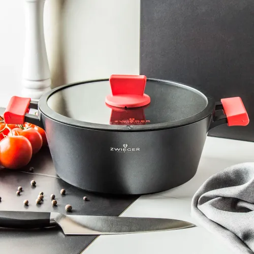 ZWIEGER Obsidian 5,5 l czarny - garnek aluminiowy z pokrywką