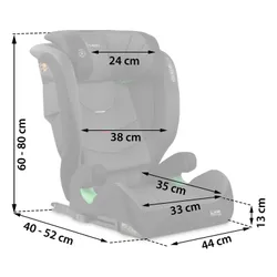 Fotelik samochodowy NUKIDO Louis Soft i-Size 100-150 cm (15-36 kg) Czarno-szary