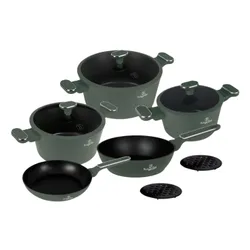 Zestaw patelni i garnków BERLINGER HAUS Matte Green Collection BH-8207 (10 elementów)