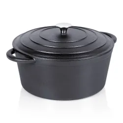Garnek Żeliwny z Pokrywką Kociołek Brytfanka Brytfanna Okrągła 28 cm 5,9L