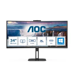 Monitor AOC CU34V5CW/BK z kamerą internetową 34" UWQHD VA 100Hz 1ms Zakrzywiony