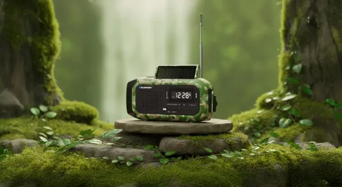 Radioodbiornik Blaupunkt ER20GC SURVIVAL Na korbkę, Solarne, Latarka, Powerbank, Radio FM Zielony