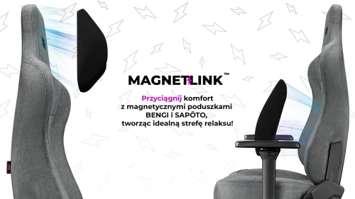 Fotel YUMISU 2053 Magnetic Jasnoszaro-czarny