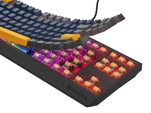 Klawiatura mechaniczna Genesis Thor 230 TKL Naval Blue Positive US RGB Outemu Panda Szary