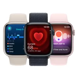 Apple Watch 9 GPS + Cellular 41mm алюминиевый серебристый / зимний синий спортивный браслет