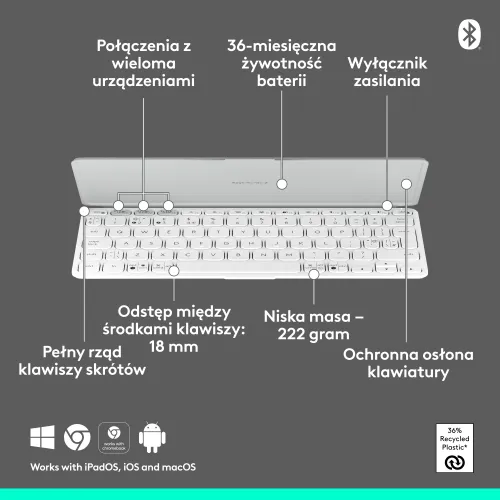 Klawiatura nożycowa Logitech Keys-To-Go 2 Szary