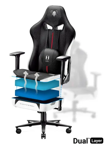 Fotel Diablo Chairs X-Player 2.0 Normal Size Gamingowy do 160kg Skóra ECO Tkanina Czarno-biały