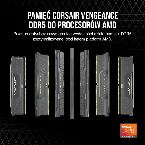 Pamięć RAM Corsair Vengeance DDR5 32GB (2 x 16GB) 6000 CL36 Rev E Memory Kit Black Czarny