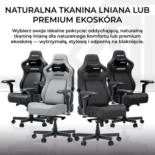 Fotel Anda Seat Kaiser 4 V2 XL Gamingowy do 150kg Tkanina Ciemnoszary
