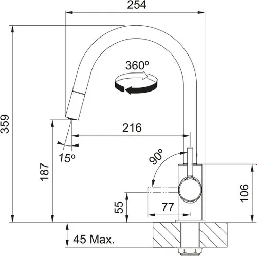 Bateria FRANKE Lina Pull-out 115.0693.229 Chrom